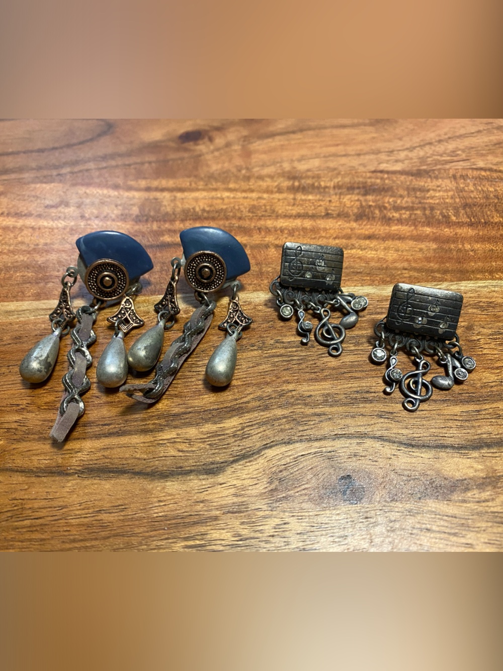 Whimsical dangle post earrings 2 pairs